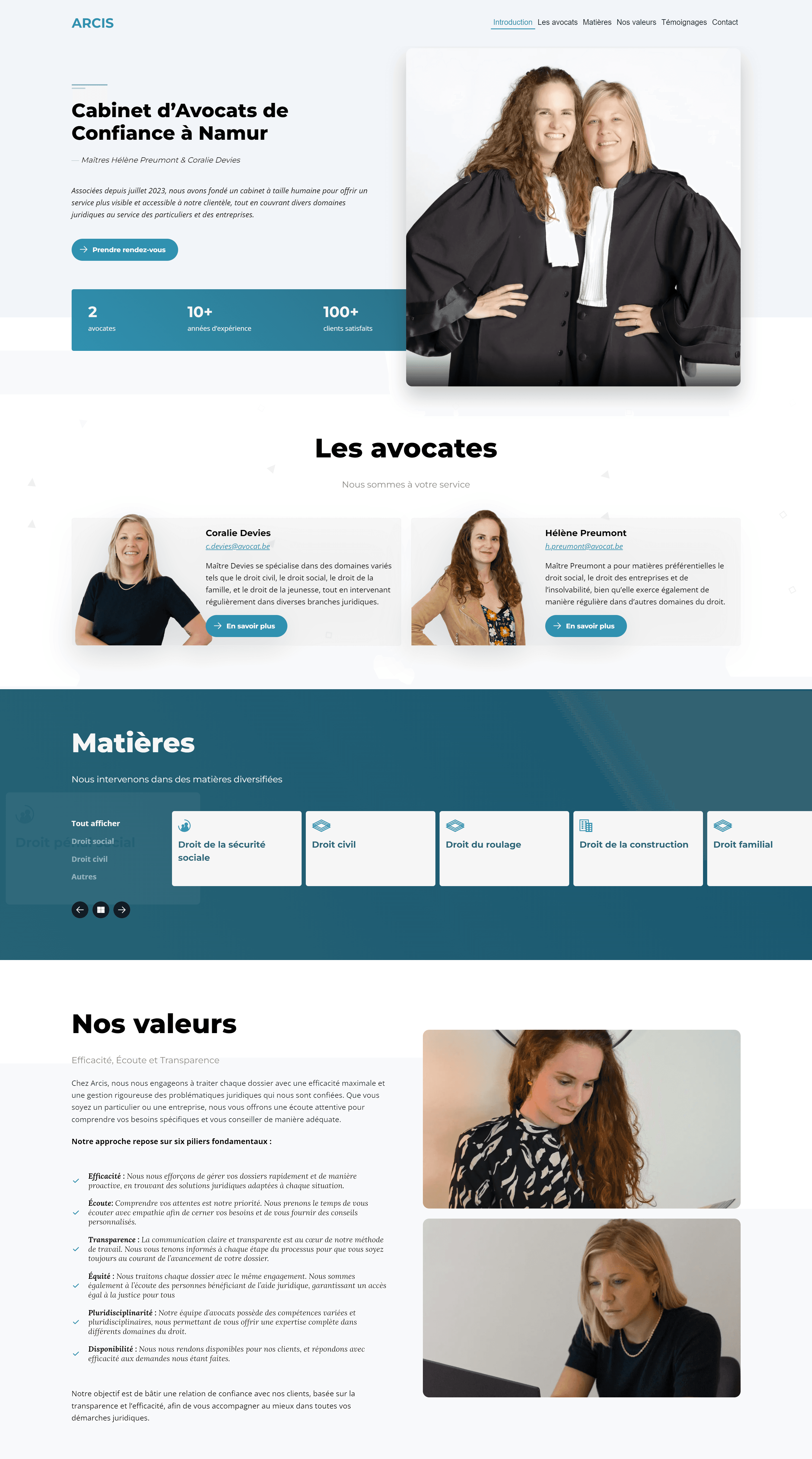 Site web du cabinet d'avocats Arcis Belgique — vue 1