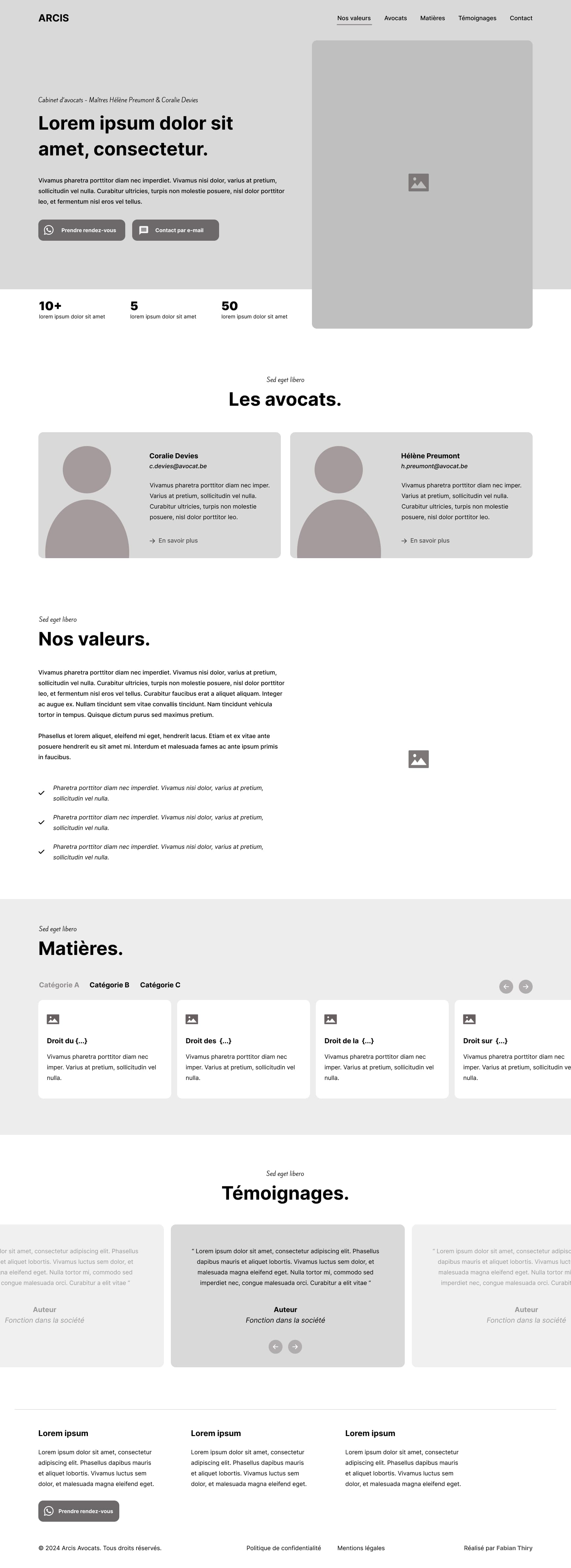 Site web du cabinet d'avocats Arcis Belgique — vue 2