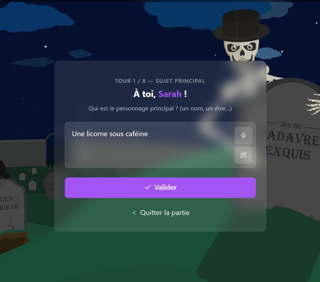 Cadavre Exquis — version multijoueur en ligne, vue 3